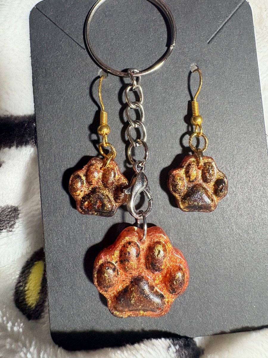 Resin earring and keyring set