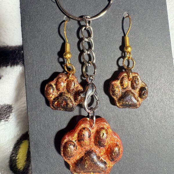 Resin earring and keyring set