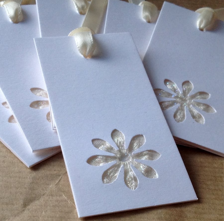 Gift Tags Set of Six, Lace Embellished,Handmade Gift Tags.