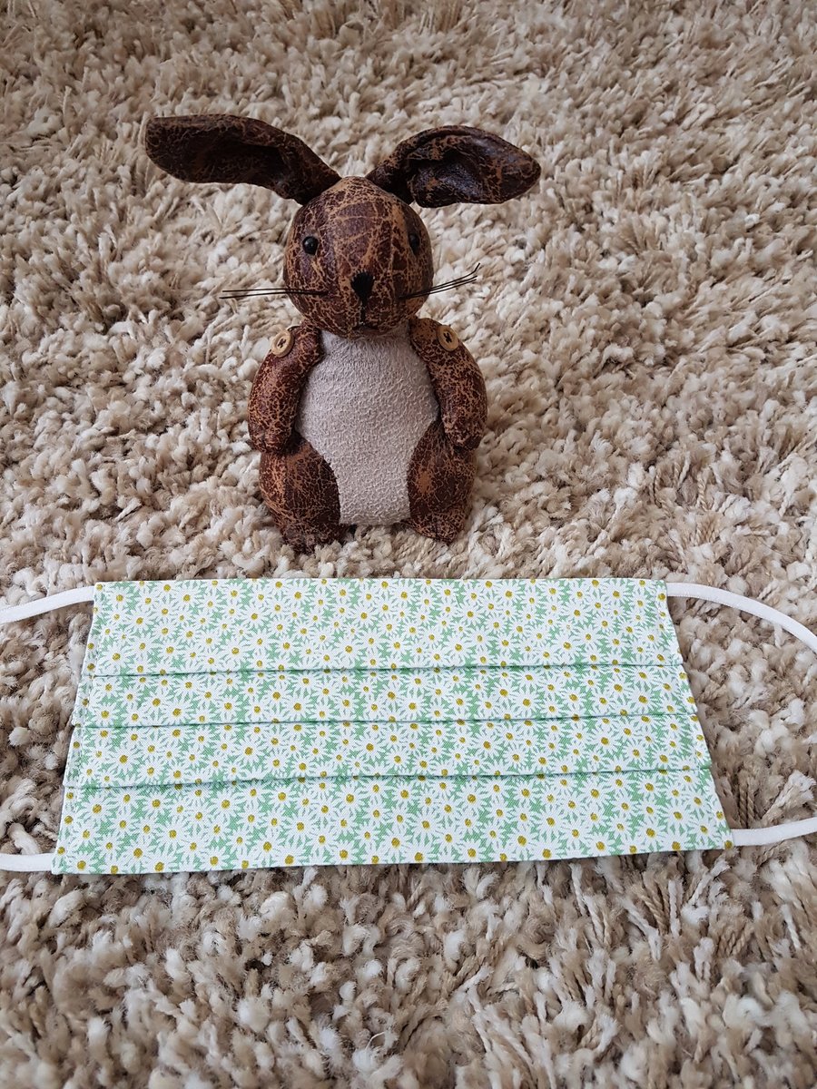 Adult face covering – Green Daisy print 