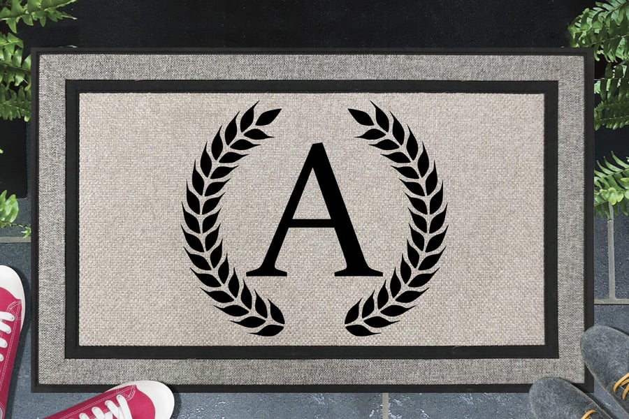 A Letter Door Mat - Monogram Letter A - All Weather Doormat - 45x70cm 