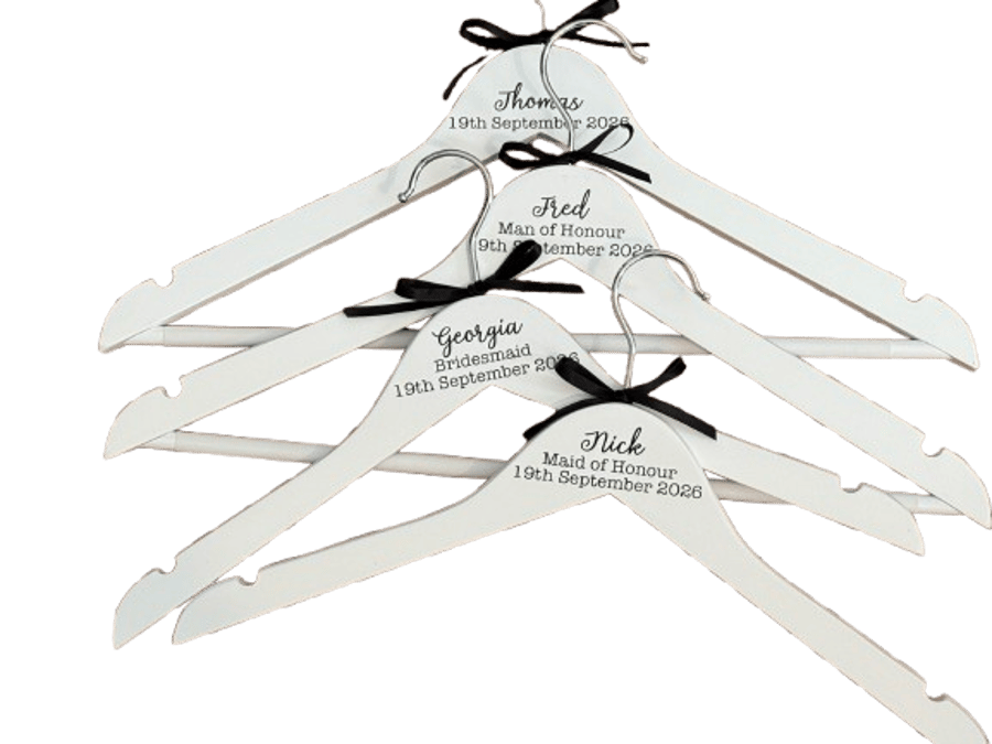 Simple Top Detail Wedding Hanger - Personalised with text and colours