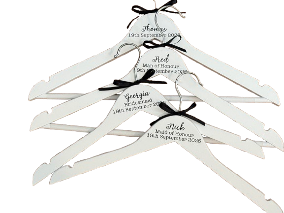Simple Top Detail Wedding Hanger - Personalised with text and colours