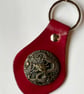 Red Leather Keyring - Dragon decoration - FREE SHIPPING