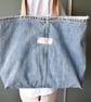 Distressed and recycled denim tote bag. Good size for shopping or work. - Image 3