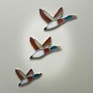 Retro Flying Ducks in Stained glass Tiffany style