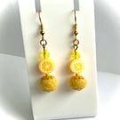 Yellow Fruit and Needlefelt Beaded Earrings