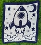 Handmade Crochet Rocket Blanket – Navy & Parchment 
