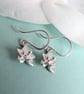 Silver Orchid Earrings - Small Flower Drop Earrings in Sterling Silver - Image 2