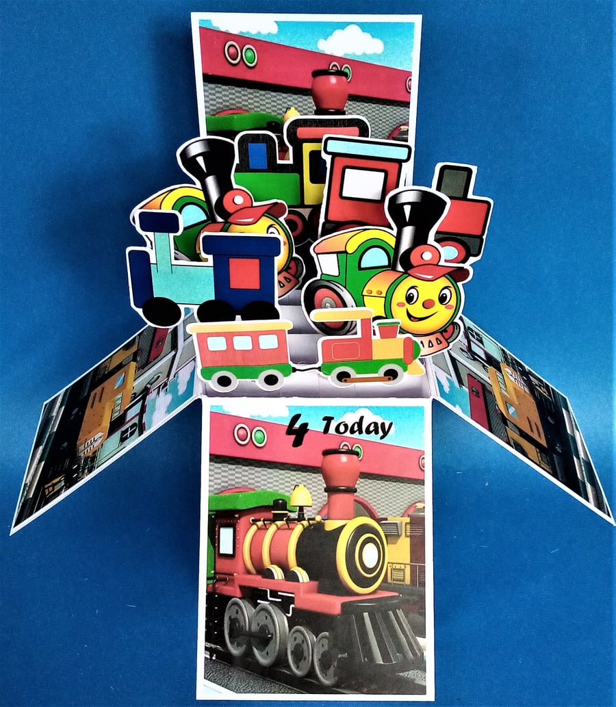 4th Birthday Card with Trains
