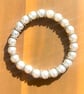 Handmade Pearl-Coloured Beaded Bracelet with Silver-Tone Detailing