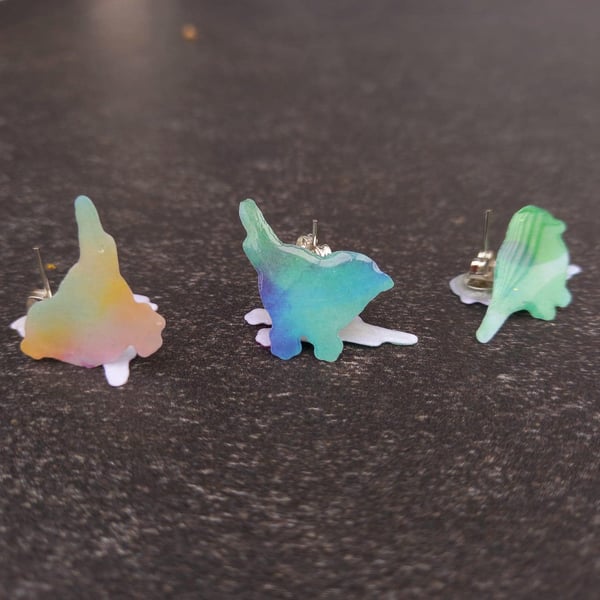 Bright Multicoloured Bird Stud Earrings