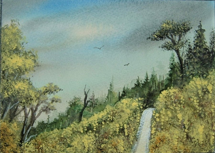 original art watercolour landscape painting ( ref F 191)