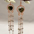 Labradorite Heart & Copper Cascade Earrings