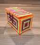 Business card holder - yellow, pink, purple, orange with gold button closure - Image 4
