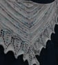 Hand knit beaded lace edged scarf shawl in white, blue & black - design F213 - Image 8