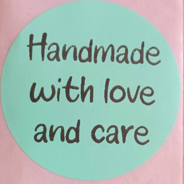 50 'Handmade With Love & Care' Thermal Printed Stickers (LG)