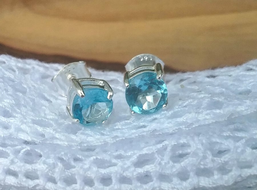 Swiss Blue Topaz Stud Earrings....