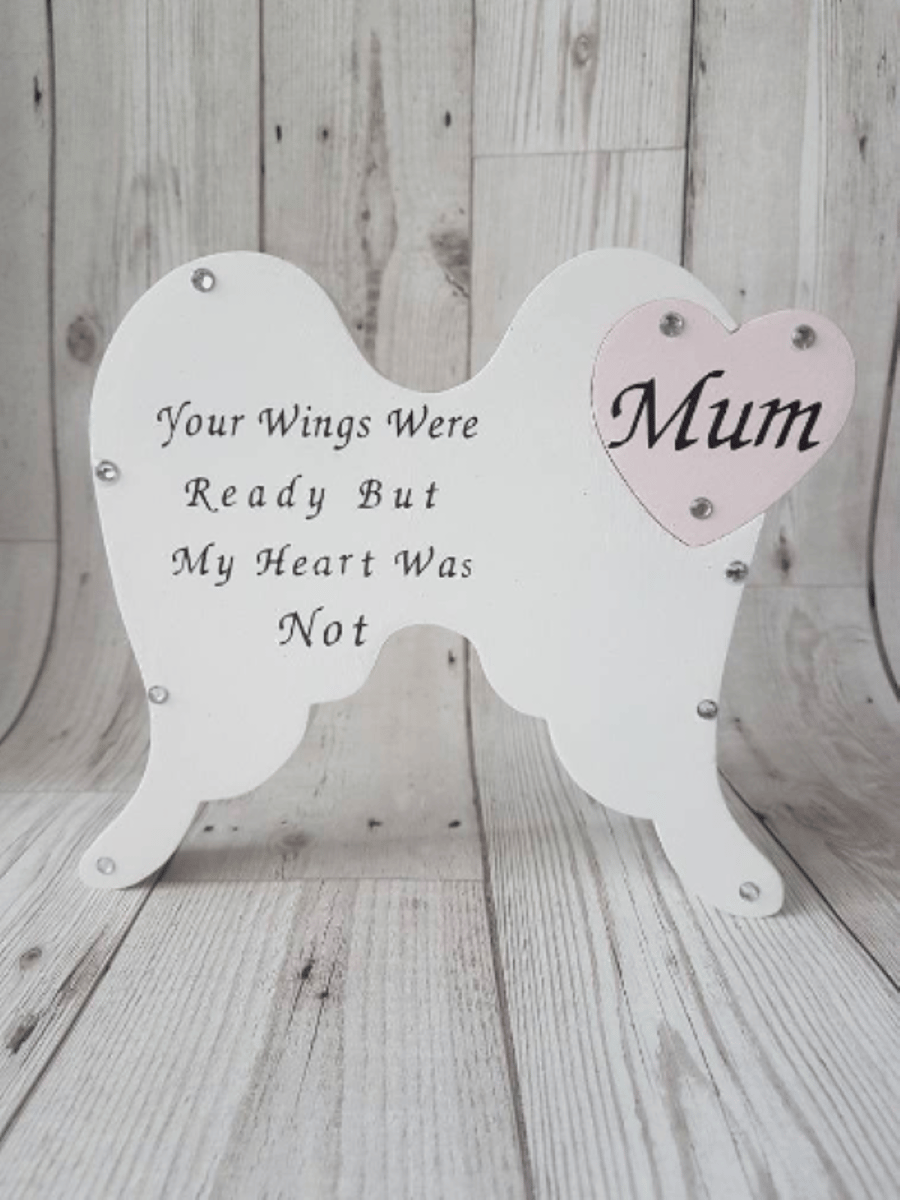Angel wings, personalised free standing wooden wings, remember lost loved one, 
