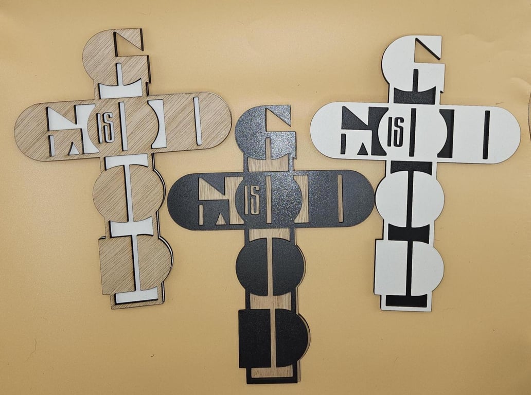 Layered Christian Cross Wall Decor Wooden Faith Cross Choice of Colours Christia