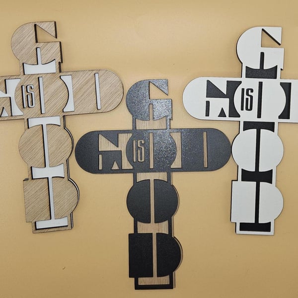 Layered Christian Cross Wall Decor Wooden Faith Cross Choice of Colours Christia