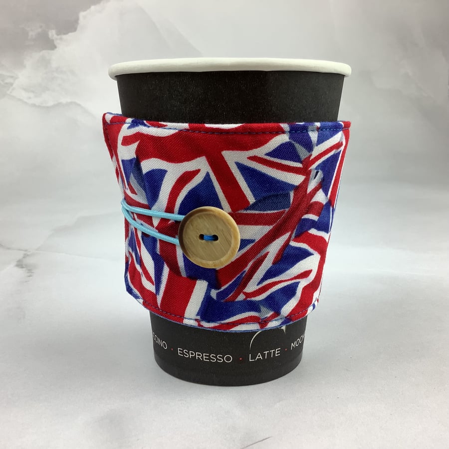 Union Jack cup cosy, Union flag cup cozy, Mug sleeve, Handmade