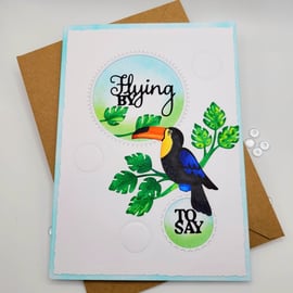 Card - fathers day cards, handmade, toucan, leaves, gift tag