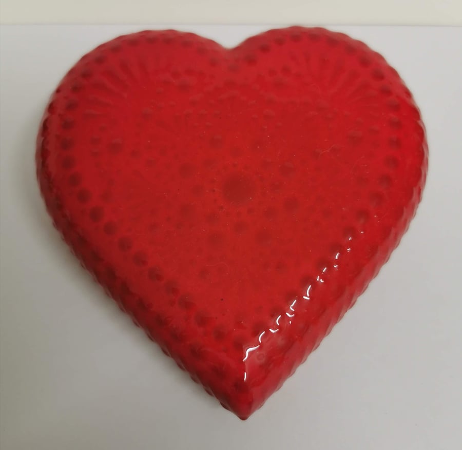 Hand painted red heart stone
