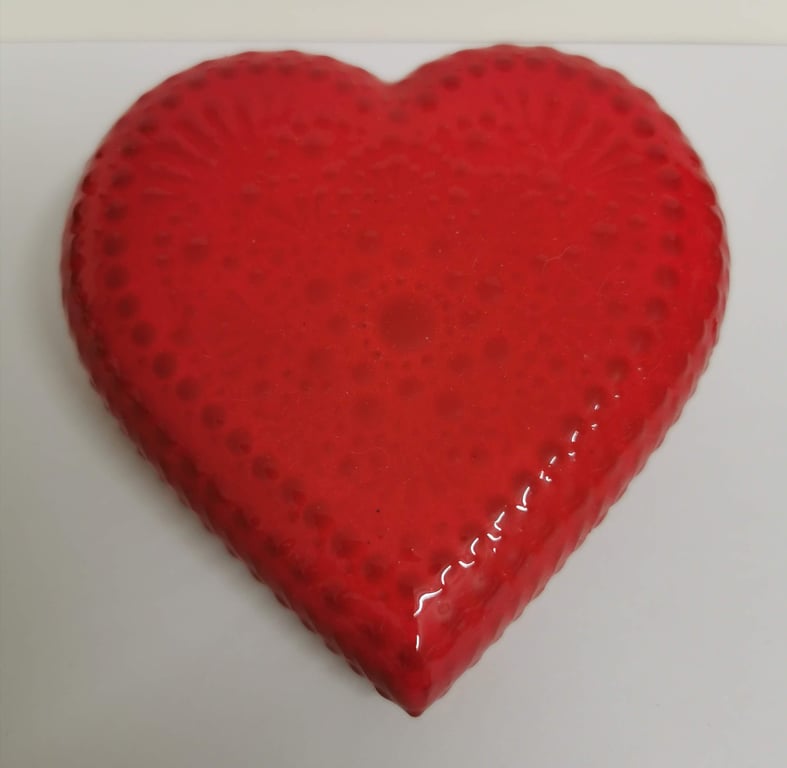 Hand painted red heart stone
