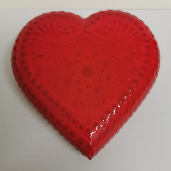 Hand painted red heart stone