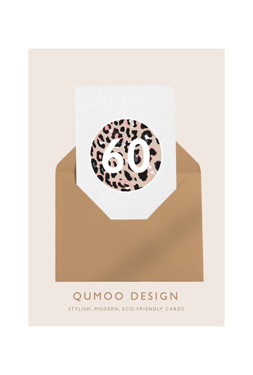 60th birthday wedding friend Leopard Print Circle Trendy funky card (QM324)