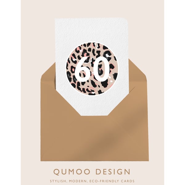 60th birthday wedding friend Leopard Print Circle Trendy funky card (QM324)