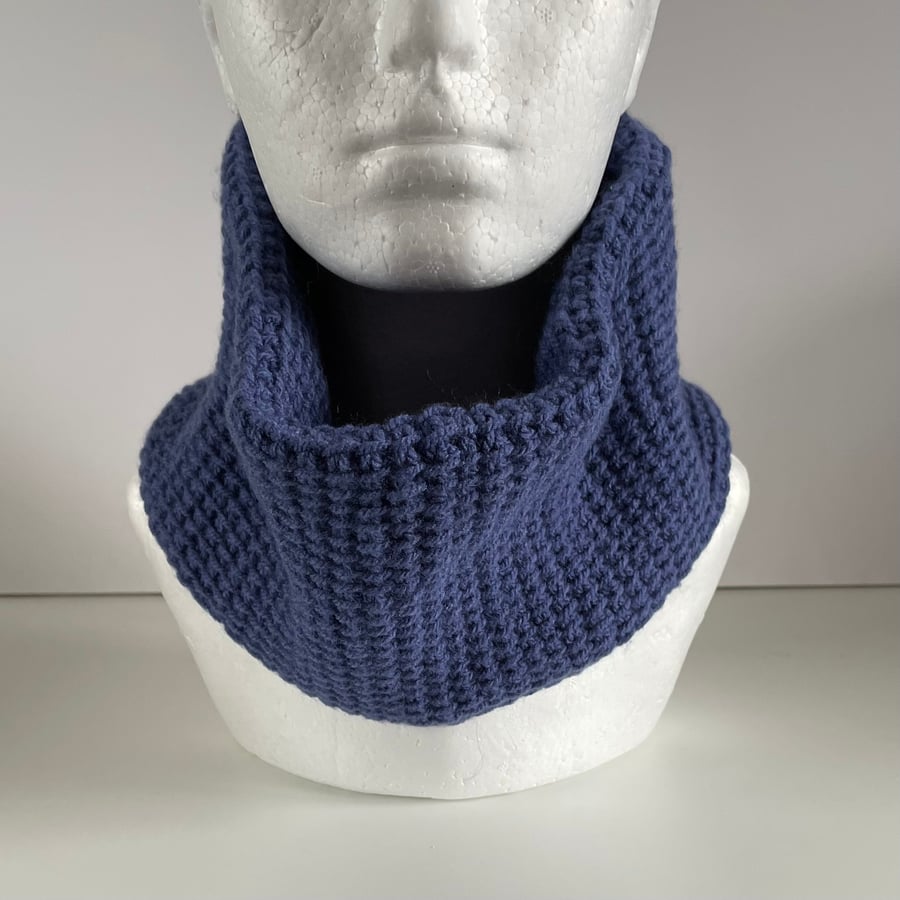Blue Crochet Ear Warmer or Neck Warmer, perfectly imperfect