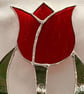 Stained glass art deco style tulip - red