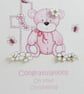 Christening Pink Bear & Cross Card - Girl - Image 3