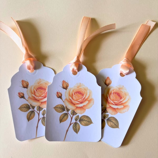 Rose Gift Tag Set - June Birth Flower Botanical Gift Tags