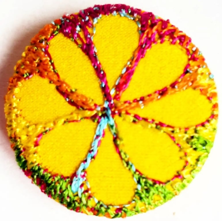 Buttons 1 inch button Hand Dyed Silks and Cottons Free Machine Embroidery Button