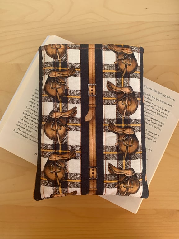 Saddles Design Quilted Fabric Book Sleeve - Paperback Size