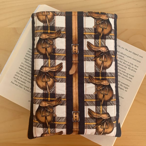 Saddles Design Quilted Fabric Book Sleeve - Paperback Size