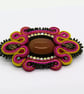 Soutache Brooch Choice Pink Green Gold Black Statement Handmade UK - Image 5
