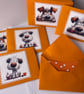 Handcrafted Dog small Envelopes, Orange Small Notelets inserts, Scrapbooks