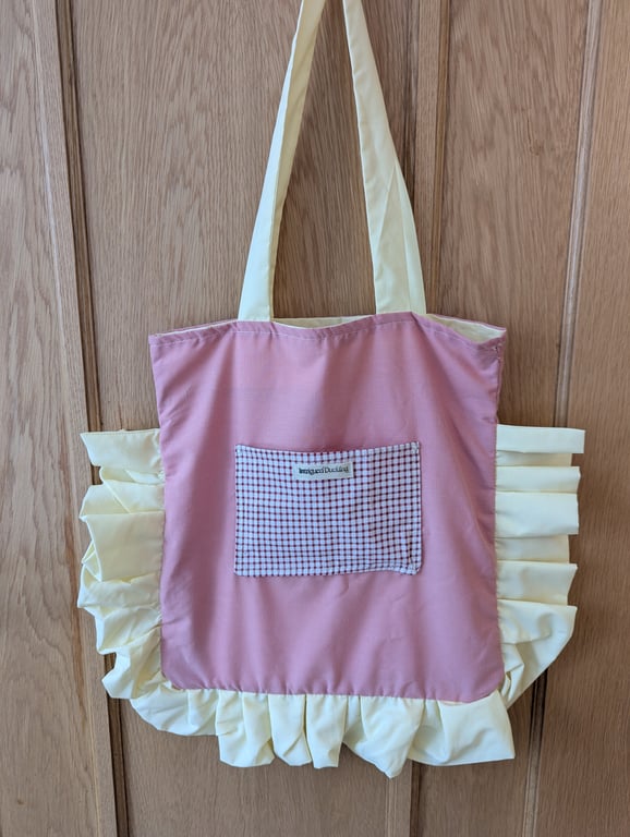 Pink & Yellow Ruffle Tota bag 