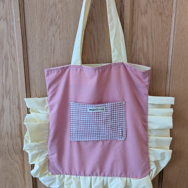 Pink & Yellow Ruffle Tota bag 
