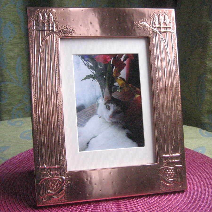 Handmade Copper Photo Frame, Mackintosh Style
