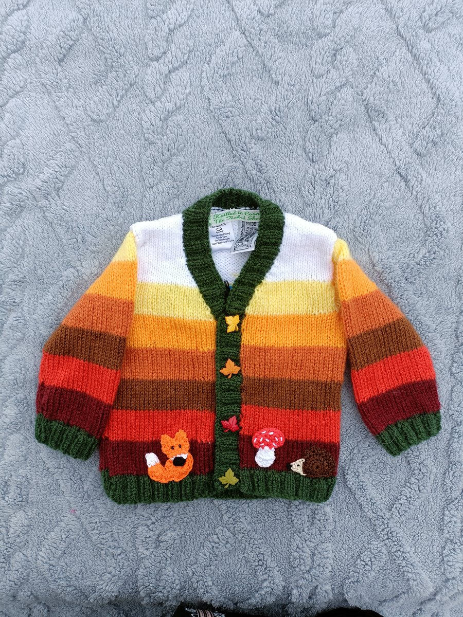 Hand Knitted childrens cardigan age 6 -12 months