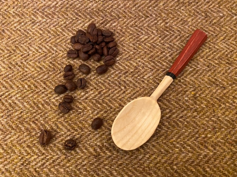 Ash Wood Teaspoon with Red and Black handle