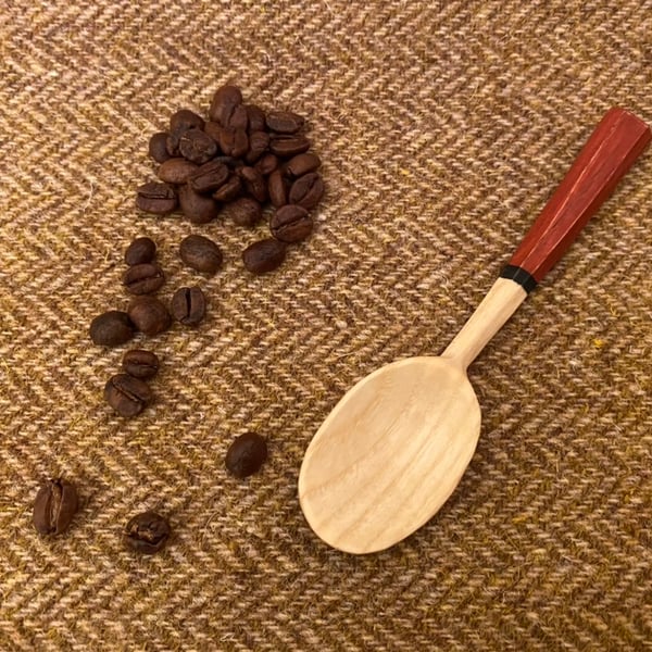 Ash Wood Teaspoon with Red and Black handle