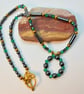 Hematite And Emerald Green Glass Necklace - Handmade In Devon - Image 2