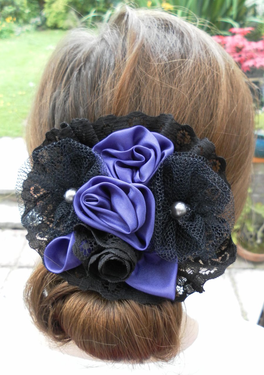 Purple and Black Hair Accessory, Gothic, Wedding, Prom, Evening, Day