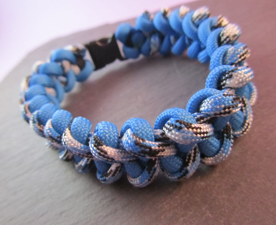 Light Blue Paracord Bracelet, Shark Jaw Bone Bracelet